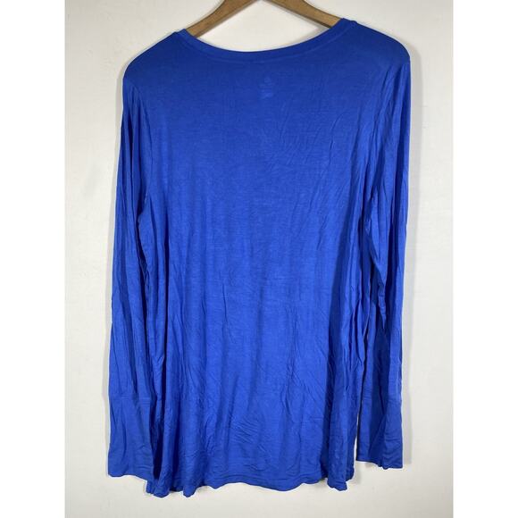 Offline by Aerie Knit Top Tunic Size L Blue Stretch Knit Coastal Athleisure Yoga - Picture 8 of 10